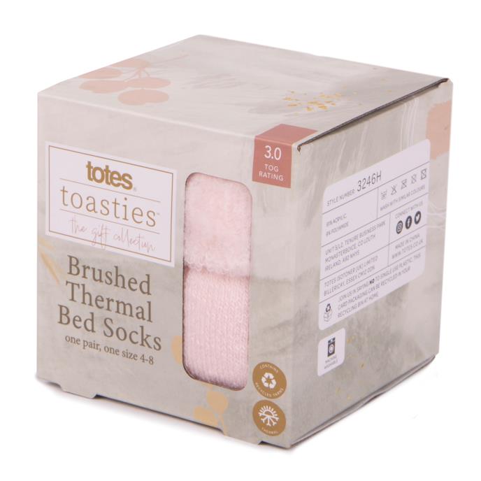 totes toasties Ladies Thermal Brushed Bed Sock Pink Extra Image 1